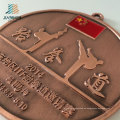 La fuente modifica las medallas del taekwondo del metal del bastidor de la aleación del logotipo para requisitos particulares con la cinta